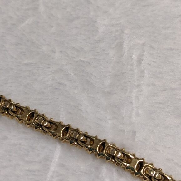 Vintage 1990's Goldtone Marquee & Round Cut Cubic Zirconia Bracelet - Picture 11 of 15